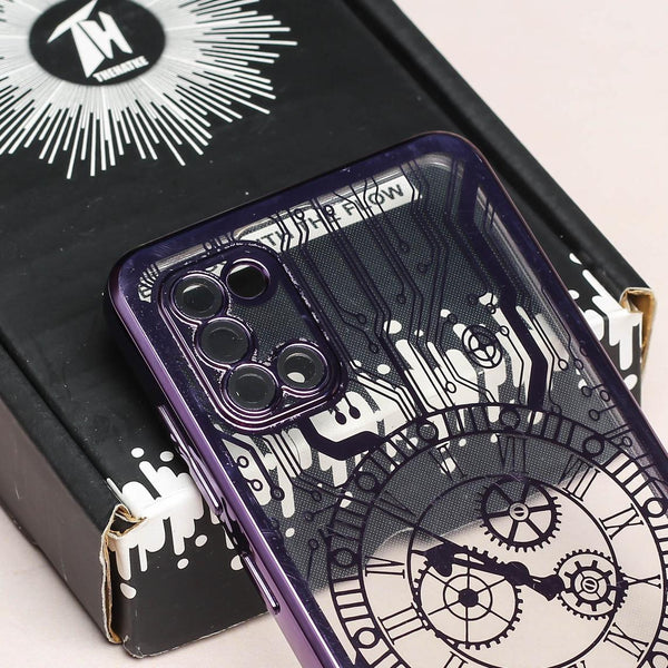 Purple Watch Machine Logo Cut Transparent Case for Samsung A31