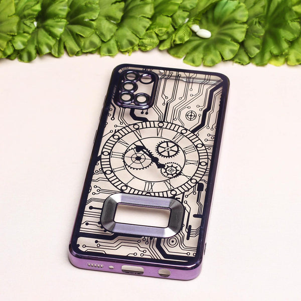 Purple Watch Machine Logo Cut Transparent Case for Samsung A31