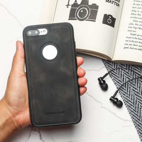 Black Classic Leather Case for Apple Iphone 7 Plus