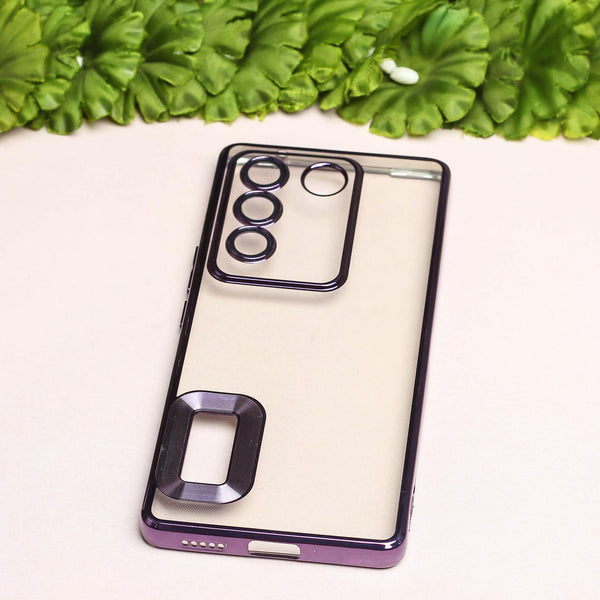 Purple 6D Chrome Logo Cut Transparent Case for Vivo V27 5G