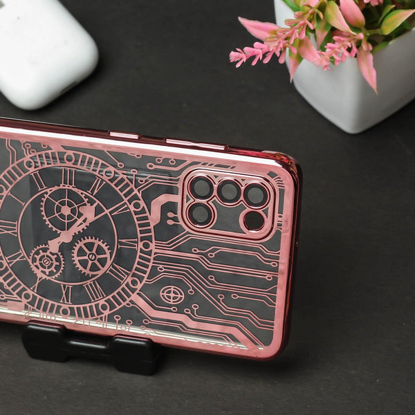 Pink Watch Machine Logo Cut Transparent Case for Samsung A31