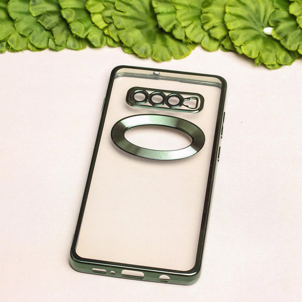 Green 6D Chrome Logo Cut Transparent Case for Samsung Note 8