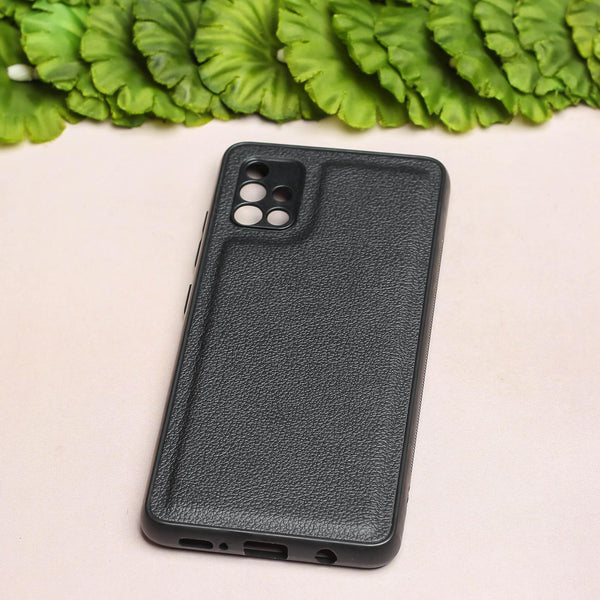 Raised Edges Black Leather Case for Samsung A51