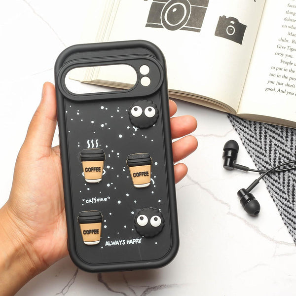 Black COFFEE (ALWAYS HAPPY) Silicone case for Google Pixel 8 Pro