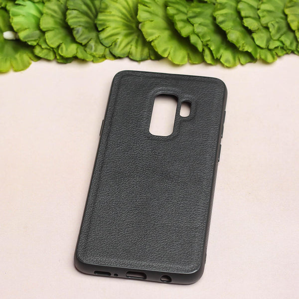 Raised Edges Black Leather Case for Samsung S9 Plus