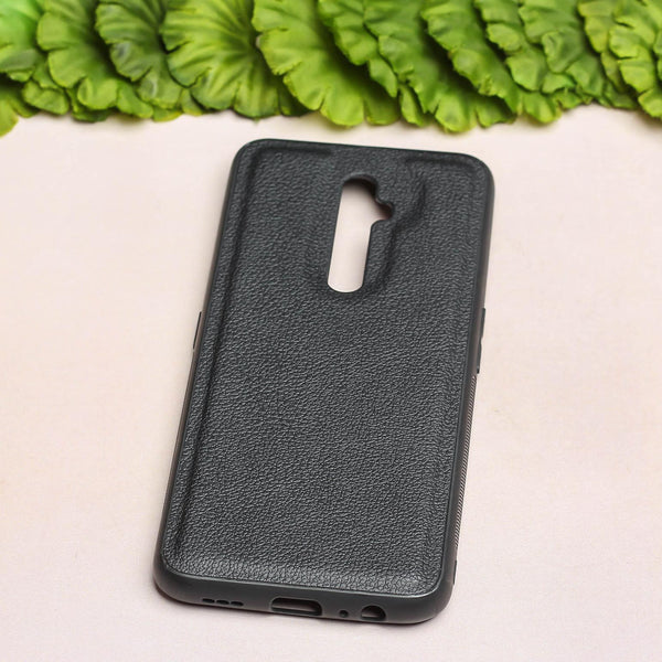 Raised Edges Black Leather Case for Oppo Reno 2z