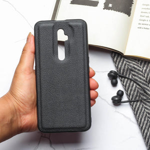 Raised Edges Black Leather Case for Oppo Reno 2z