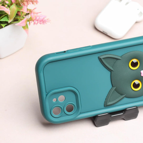 Green Cute Cat Silicone case for Apple iphone 12