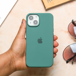 Green Original Silicone case for Apple iphone 15 Plus