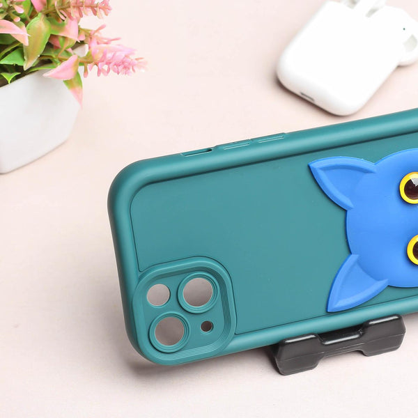 Green Cute Cat Silicone case for Apple iphone 15