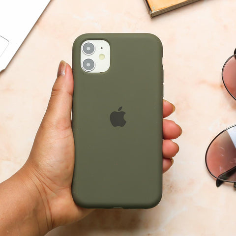 Olive Green Original Silicone case for Apple iphone 12