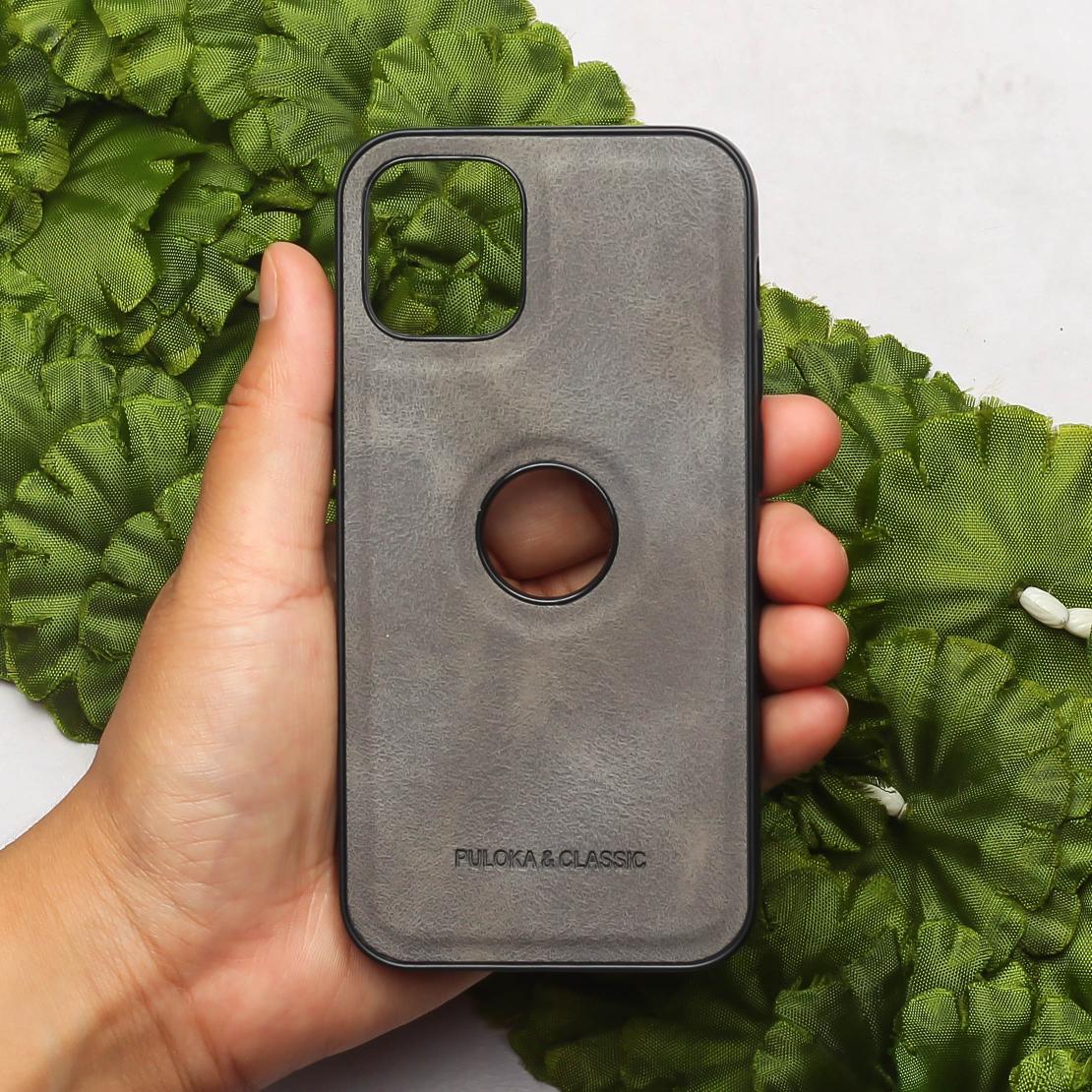 Grey Classic Leather Case for Apple Iphone 13