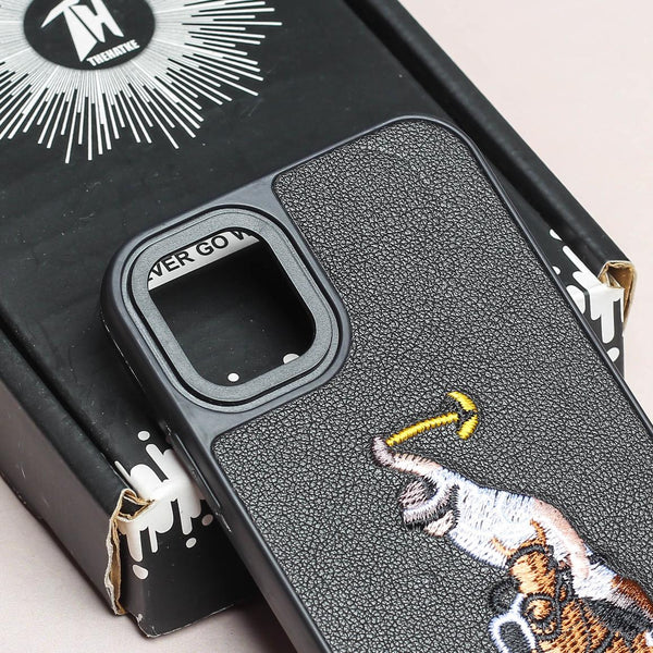 Black Leather Horse rider Ornamented for Apple iPhone 11