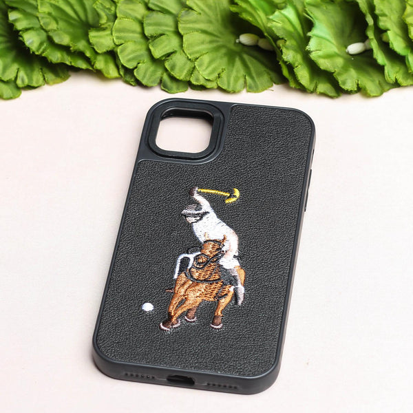 Black Leather Horse rider Ornamented for Apple iPhone 11