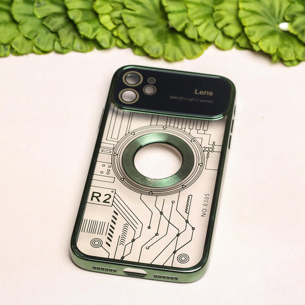 Green Watch Machine Logo Cut Transparent Case for Apple Iphone 11