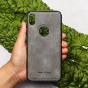 Grey Classic Leather Case for Apple Iphone Xs Max