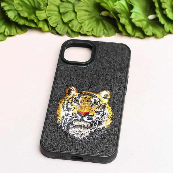 Black Leather Yellow Lion Ornamented for Apple iPhone 14