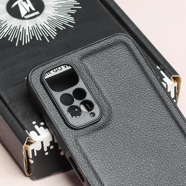 Raised Edges Black Leather Case for Redmi Note 11