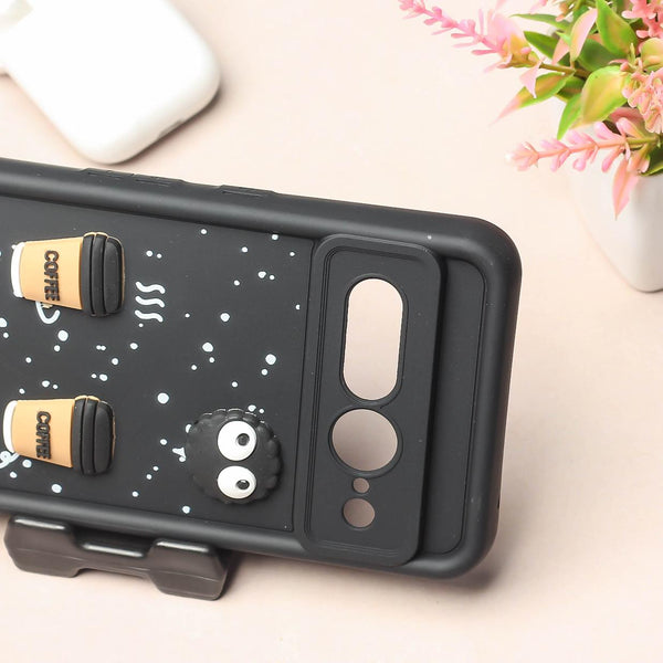 Black COFFEE (ALWAYS HAPPY) Silicone case for Google Pixel 7 Pro