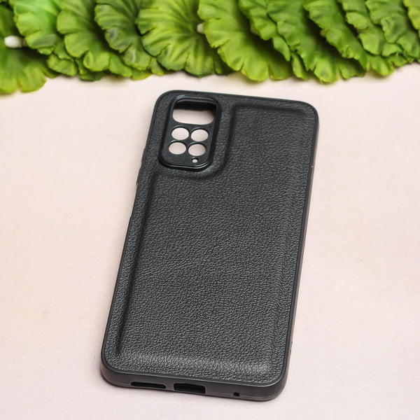 Raised Edges Black Leather Case for Redmi Note 11