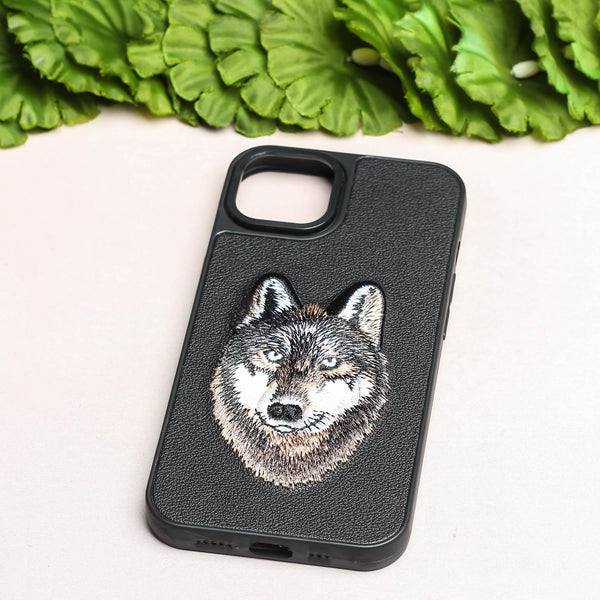 Black Leather Brown Fox Ornamented for Apple iPhone 14