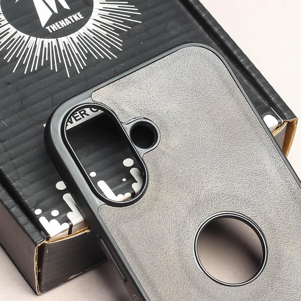 Grey Classic Leather Case for Apple Iphone 16