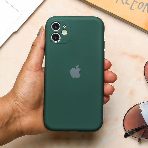 Dark Green Original Camera Silicone case for Apple iphone 11