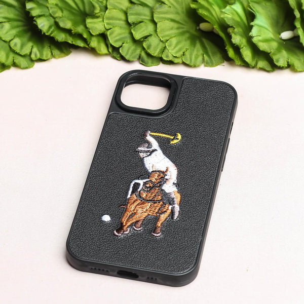 Black Leather Horse rider Ornamented for Apple iPhone 13