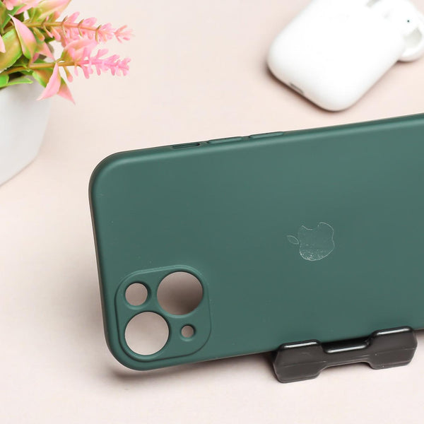 Dark Green Original Camera Silicone case for Apple iphone 15 Plus