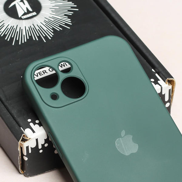 Dark Green Original Camera Silicone case for Apple iphone 15 Plus