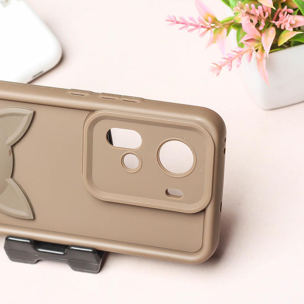 Dark Brown Cute Cat Silicone case for Oppo Reno 11