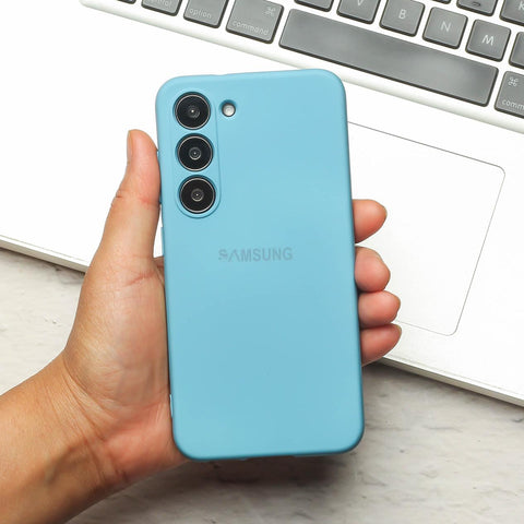 Light Blue Camera Original Silicone case for Samsung S21 FE