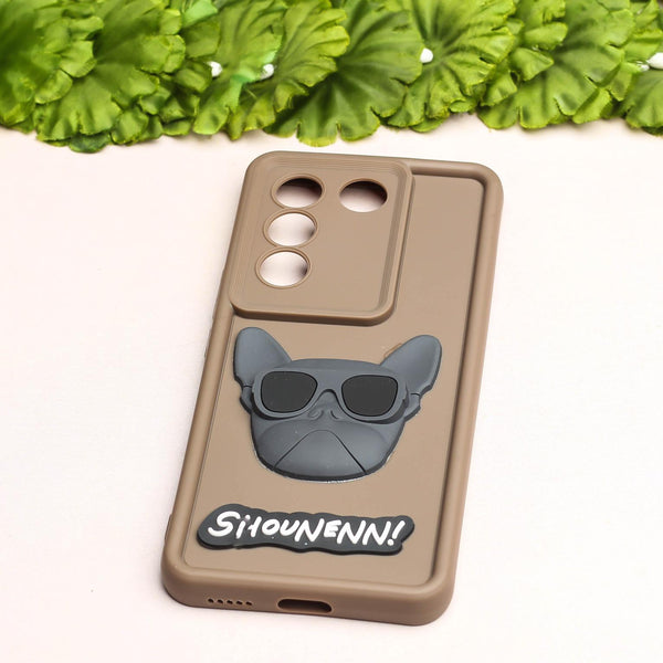 Dark Brown SHOUNENN BULLDOG Silicone case for Vivo V27 Pro