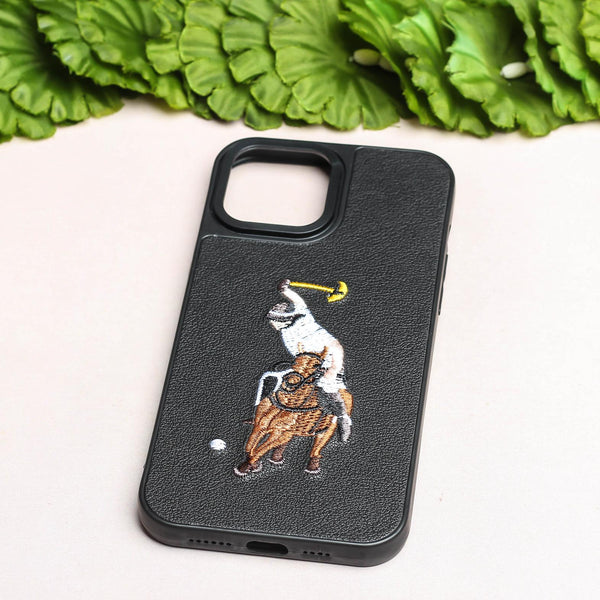 Black Leather Horse rider Ornamented for Apple iPhone 13 Pro Max