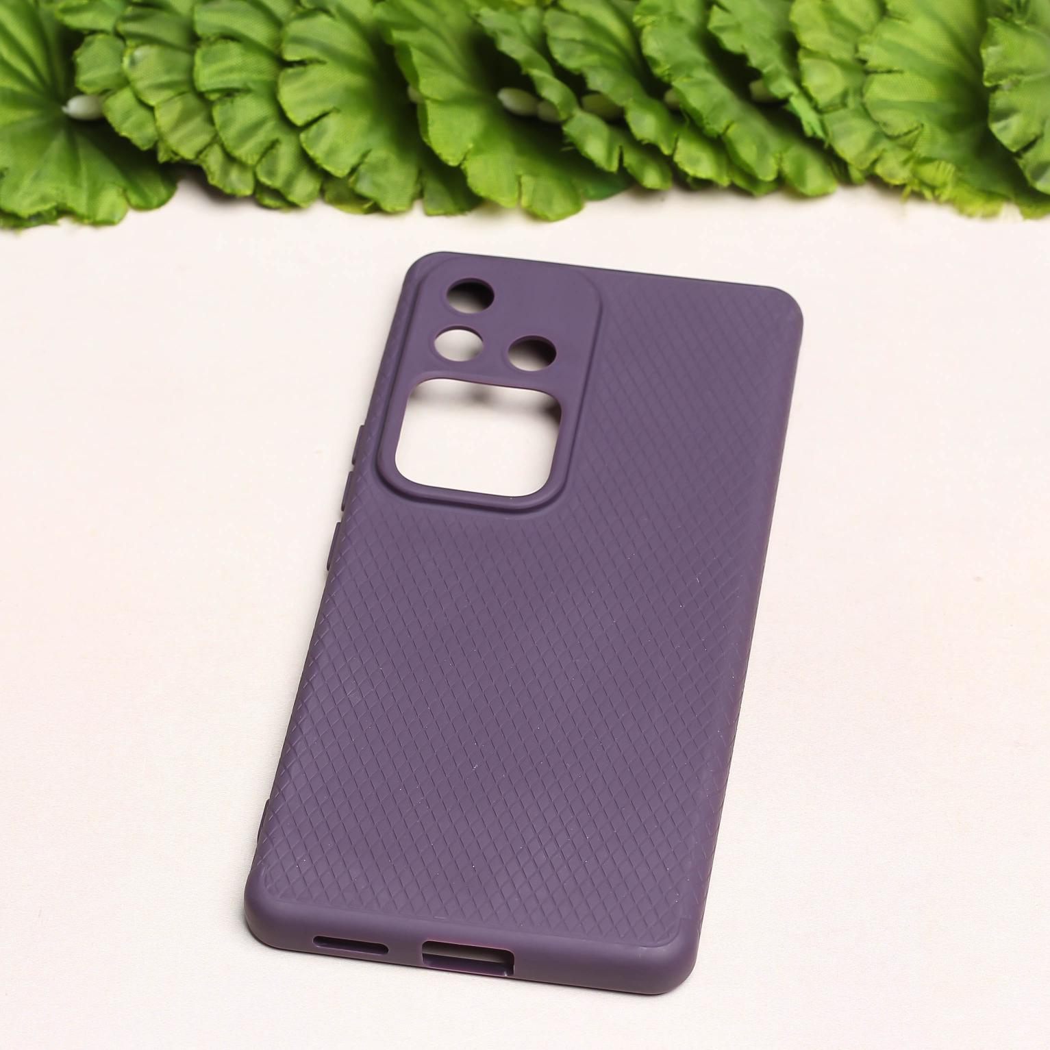 Deep Purple Line Wave Silicone Case for Vivo V30