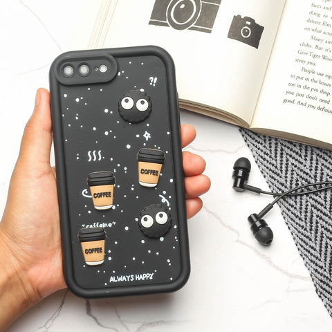 Black COFFEE (ALWAYS HAPPY) Silicone case for Apple iphone 8 Plus