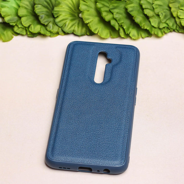 Raised Edges Dark Blue Leather Case for Oppo Reno 2F