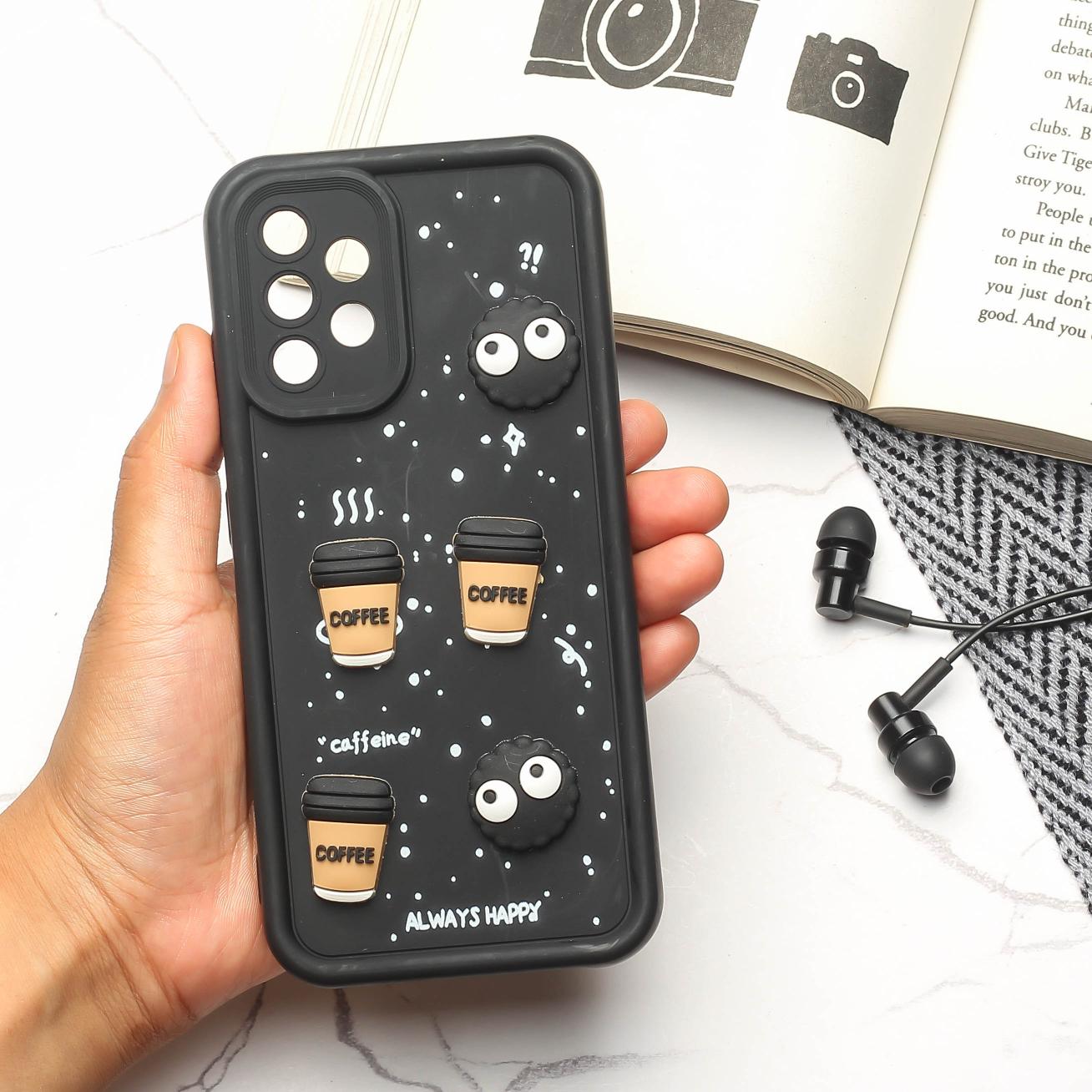 Black COFFEE (ALWAYS HAPPY) Silicone case for Samsung A32 4g
