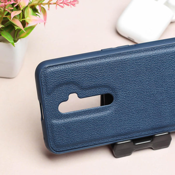 Raised Edges Dark Blue Leather Case for Oppo Reno 2F