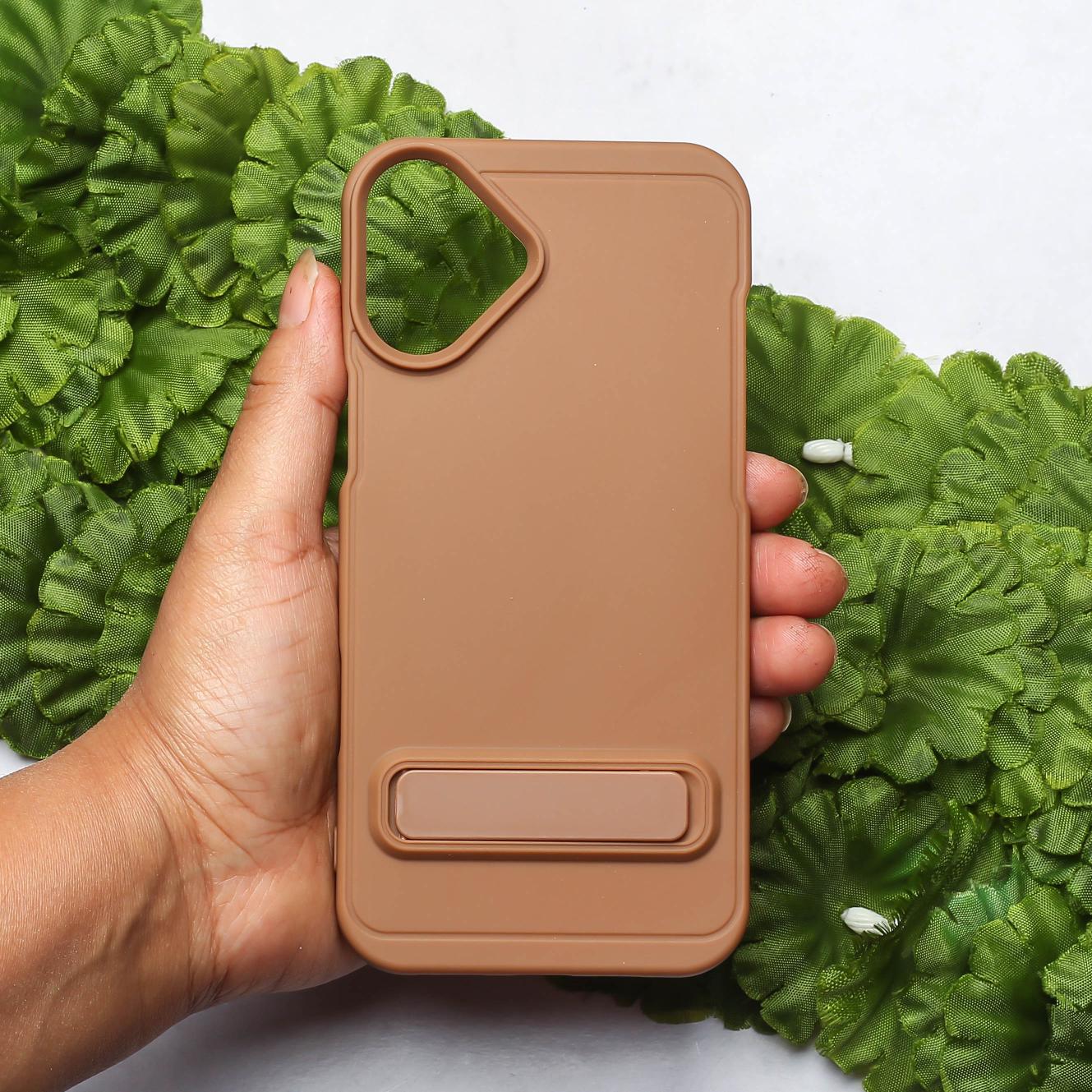 GripStand Brown Silicone case for Apple iphone 16 Plus