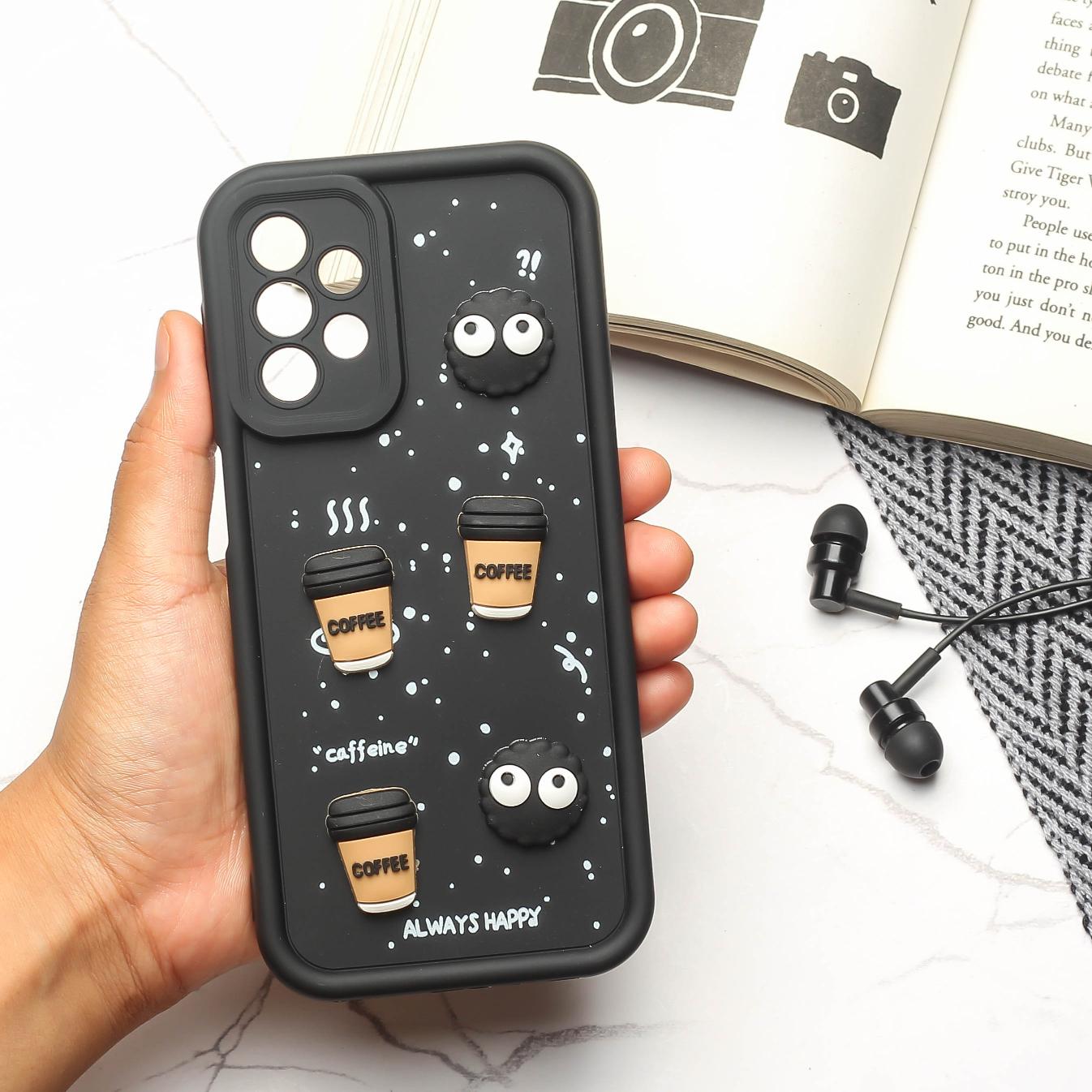 Black COFFEE (ALWAYS HAPPY) Silicone case for Samsung A23