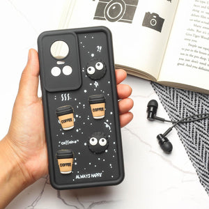 Black COFFEE (ALWAYS HAPPY) Silicone case for Oppo Reno 10 Pro