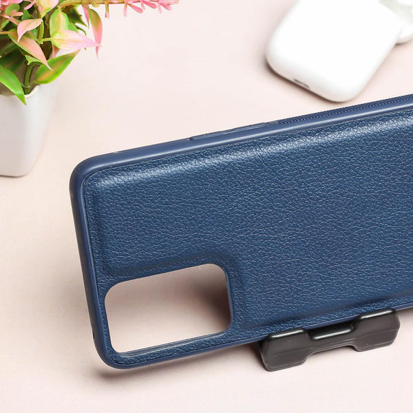 Raised Edges Dark Blue Leather Case for Oppo Reno 6