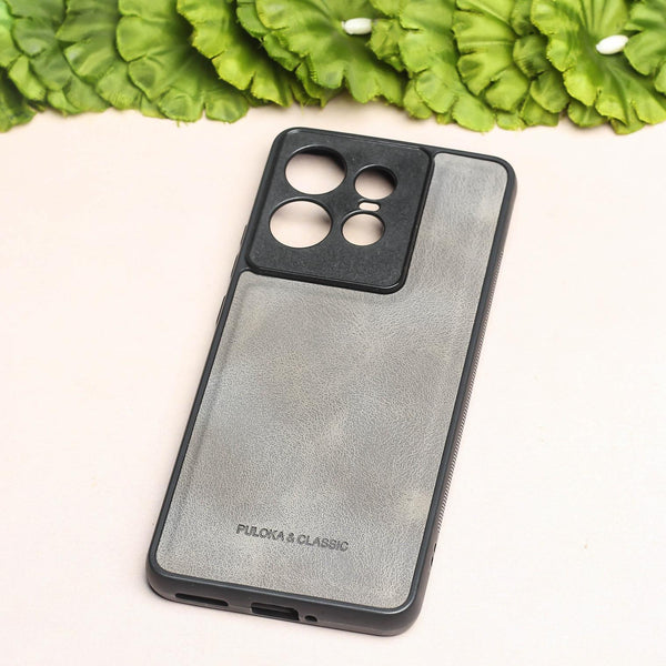 Grey Classic Leather Case for Motorola Edge 50 Pro