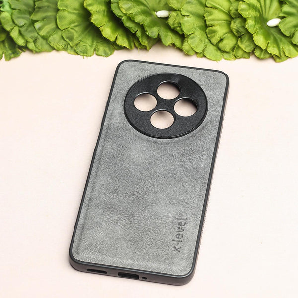X-LEVEL Grey Leather Case for OPPO Reno 12F 5G