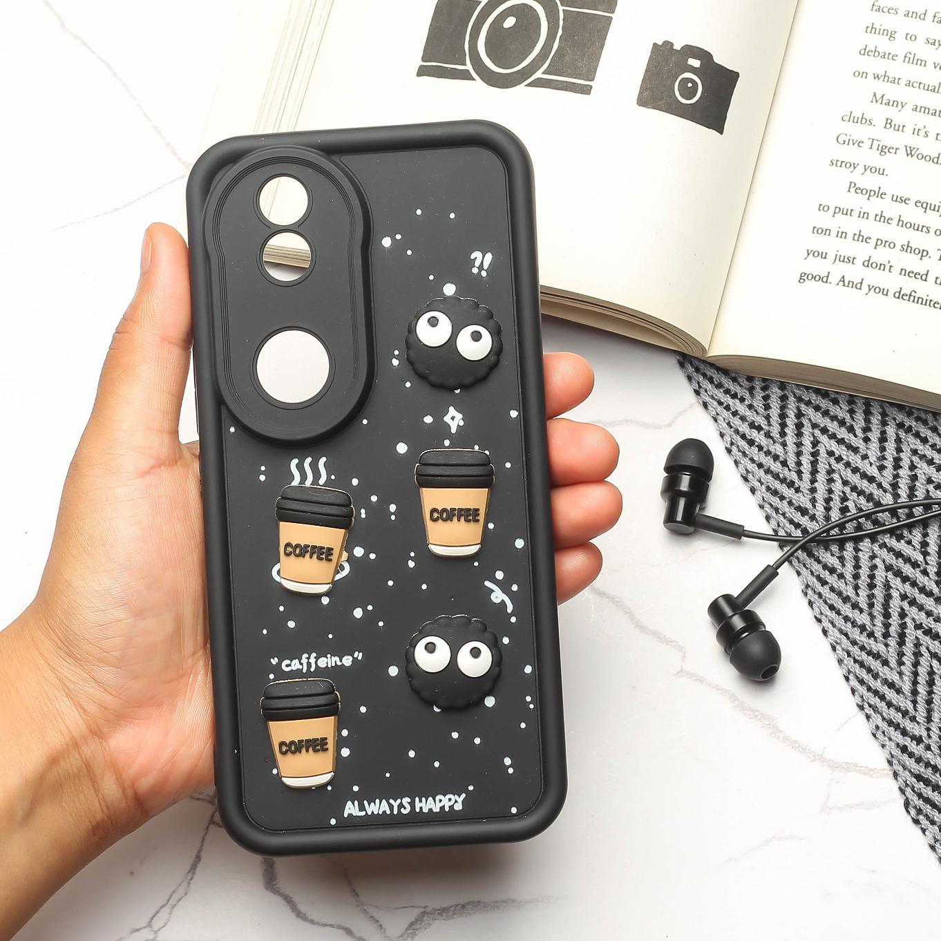 Black COFFEE (ALWAYS HAPPY) Silicone case for Vivo V50