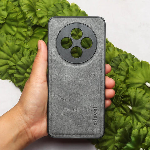 X-LEVEL Grey Leather Case for OPPO Reno 12F 5G