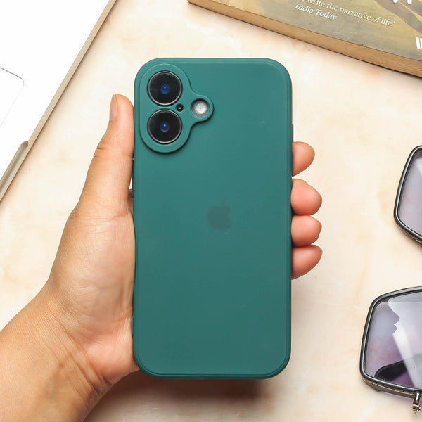 Dark Green Original Camera Silicone Case for Apple Iphone 16
