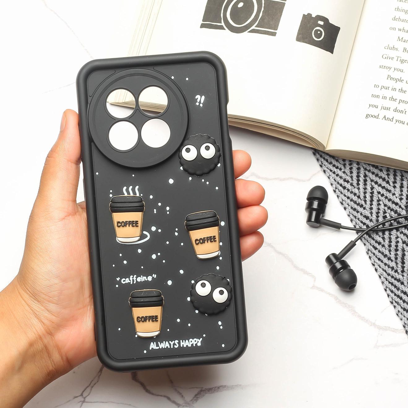 Black COFFEE (ALWAYS HAPPY) Silicone case for Oneplus 13R