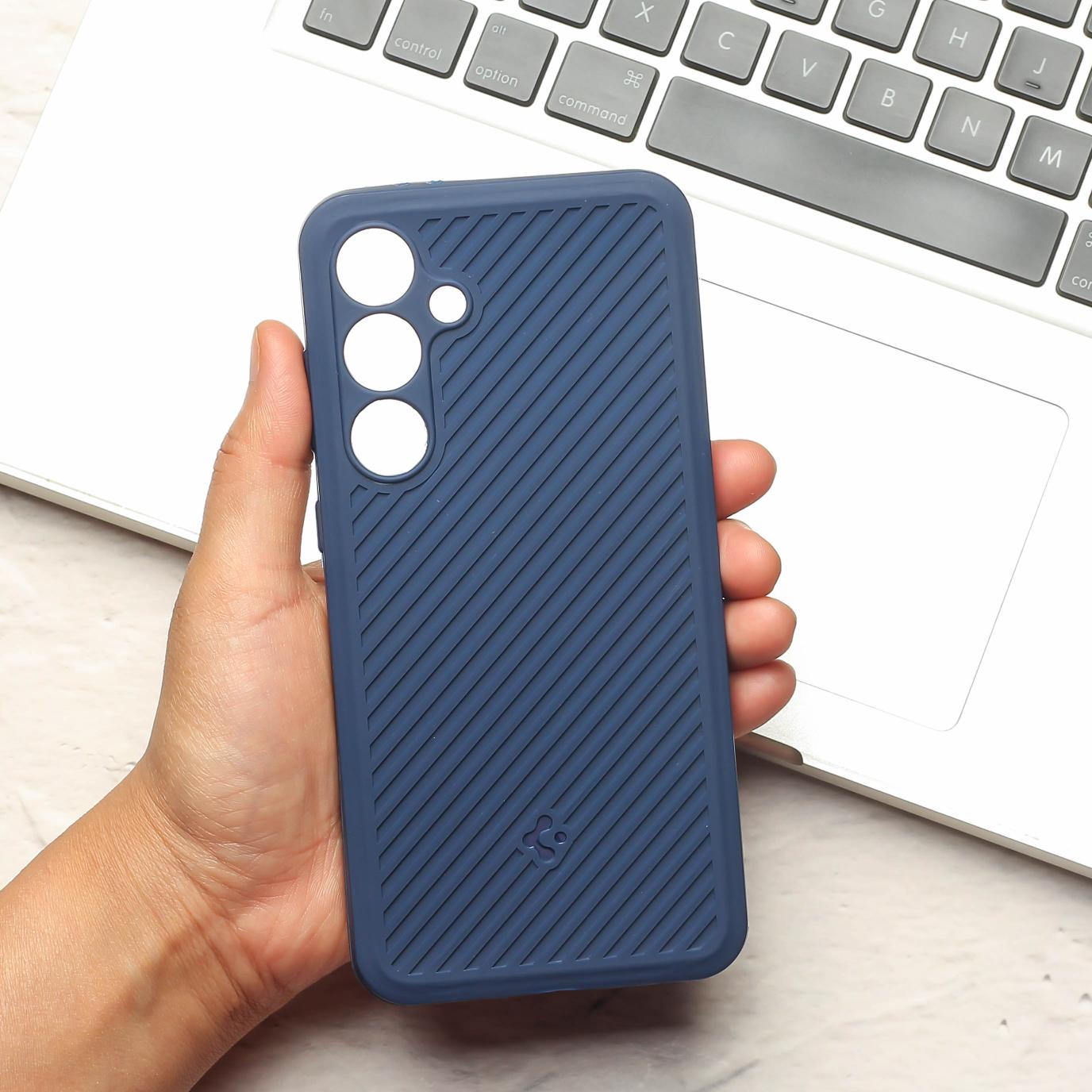 Dark Blue Line Wave Silicone Case for Samsung S23 Fe